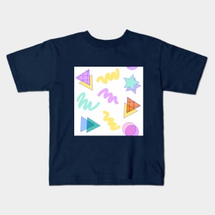 90s Aesthetic Geometric Patterns Risograph Floral Flowy Pattern Kids T-Shirt